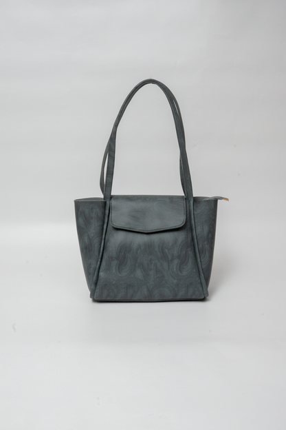 Tan Structured Tote Bag with Front Flap