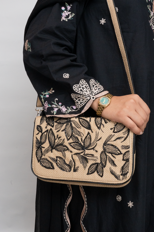 Floral Hand-Embroidered Beaded Box Bag