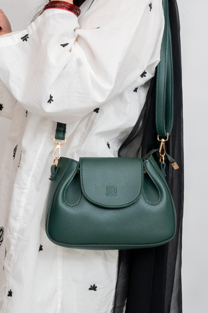 Emerald Green Structured Crossbody Bag