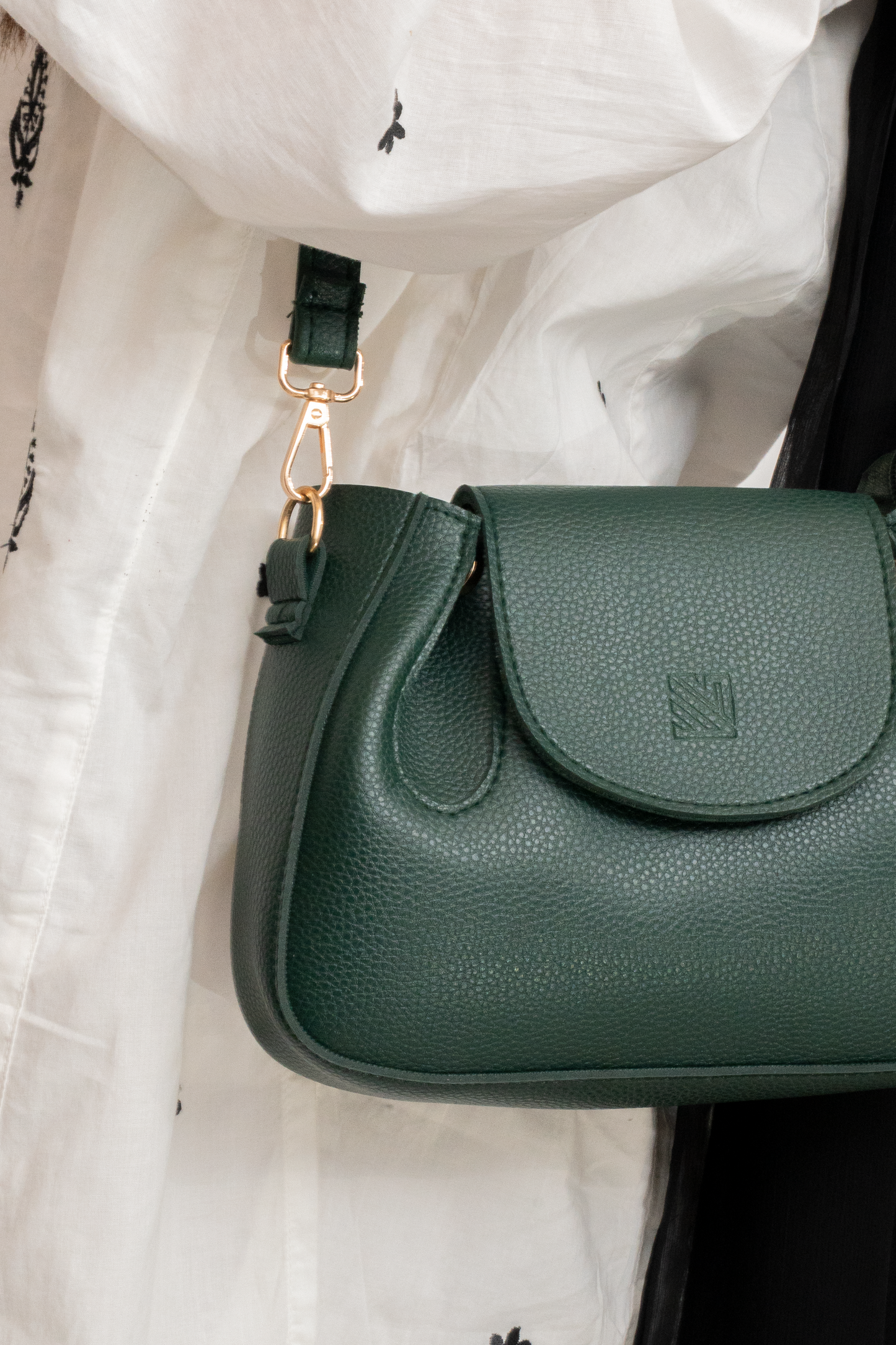 Emerald Green Structured Crossbody Bag