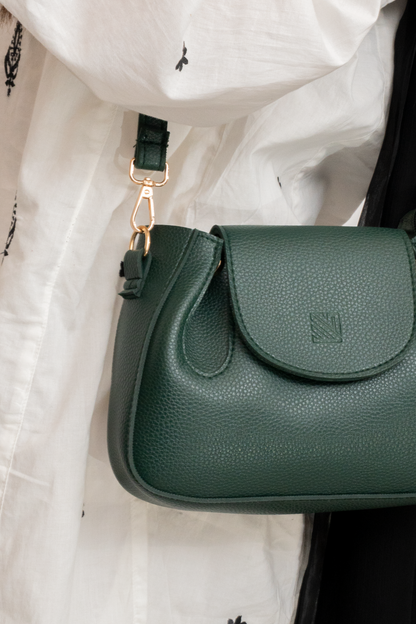 Emerald Green Structured Crossbody Bag