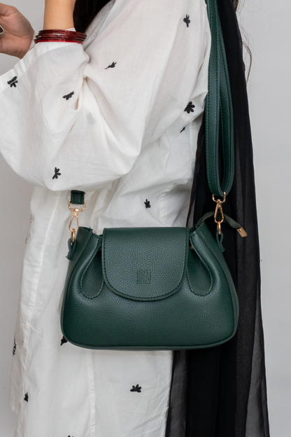 Emerald Green Structured Crossbody Bag
