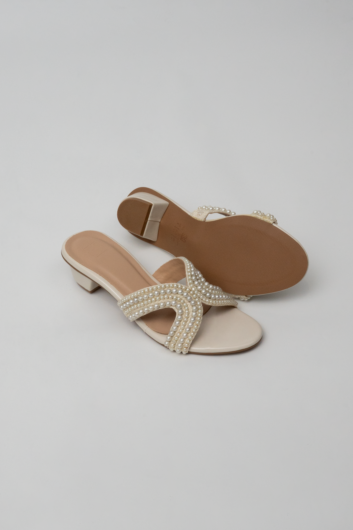 Pearl Cross-Strap Heels