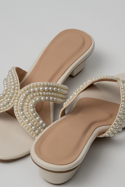 Pearl Cross-Strap Heels