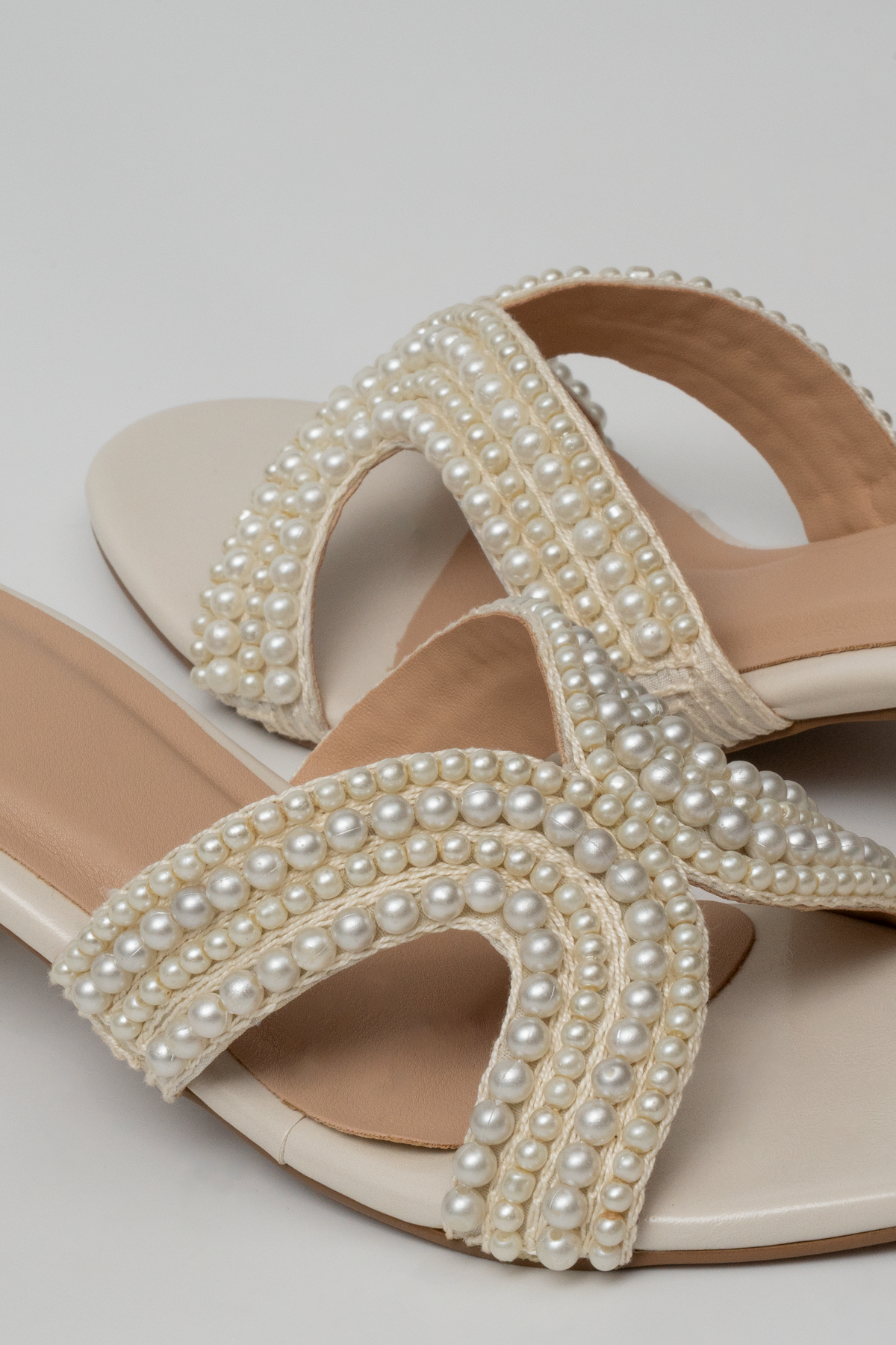 Pearl Cross-Strap Heels
