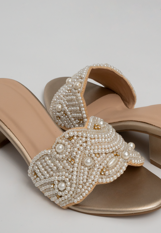 Pearl-Detail Block Heels