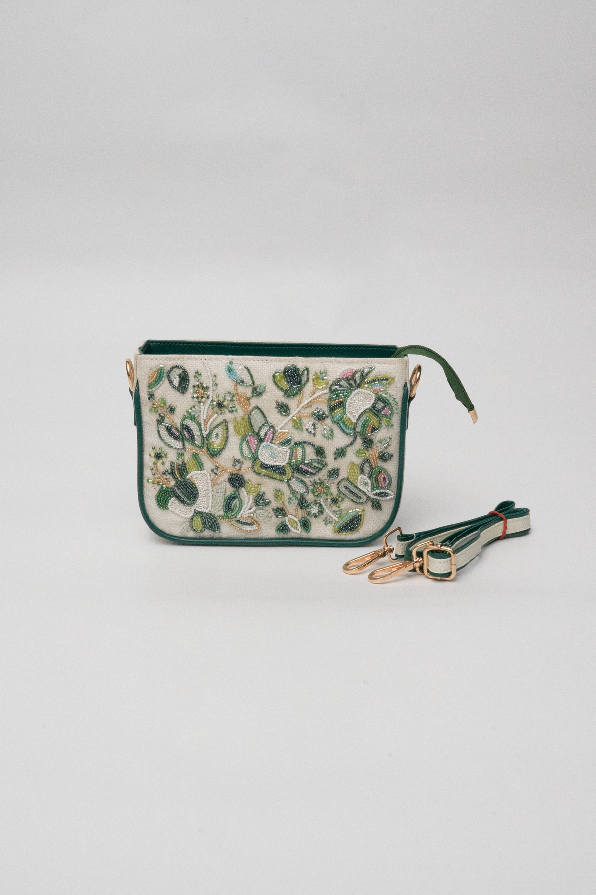 Hand-Embroidered Beaded Crossbody Purse