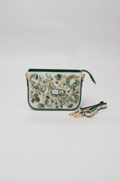Hand-Embroidered Beaded Crossbody Purse