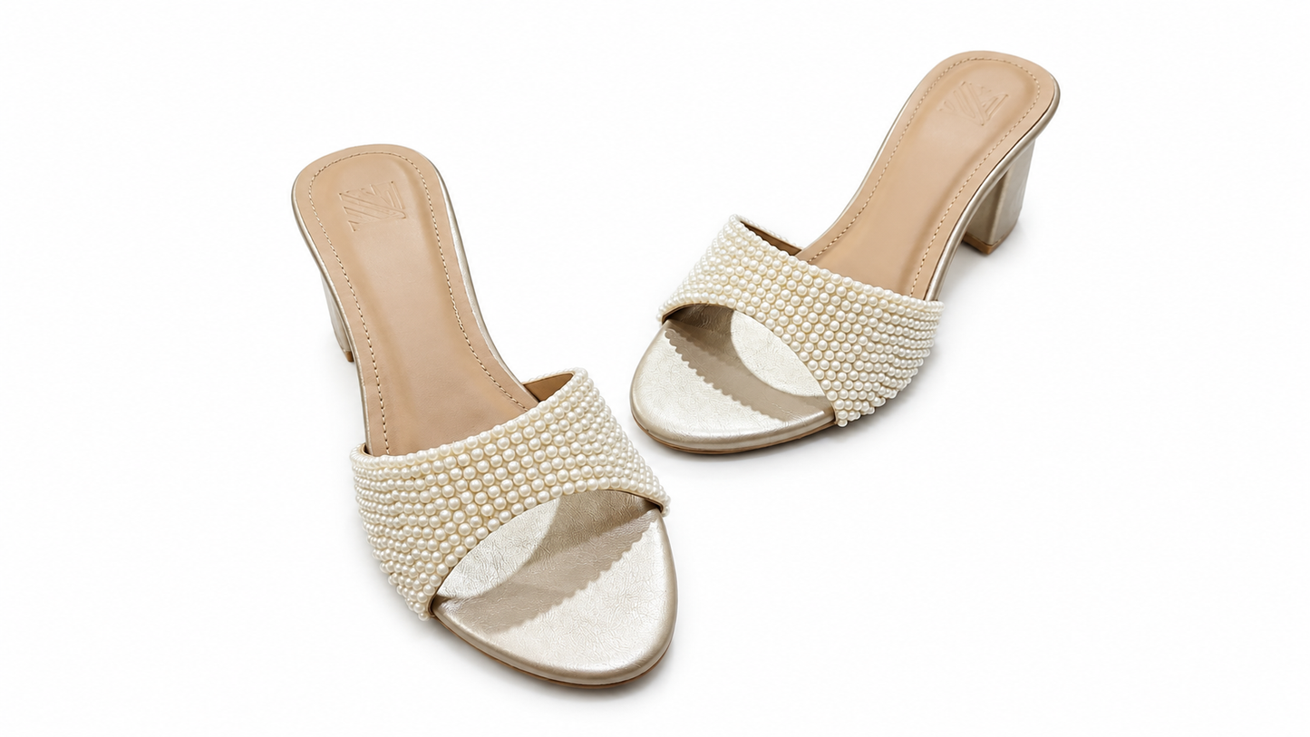 Pearl Embellished Block Heels