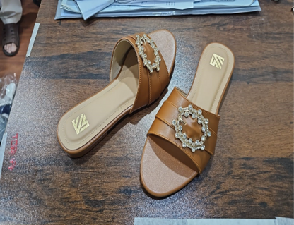 Buckle Detail Flat Slides