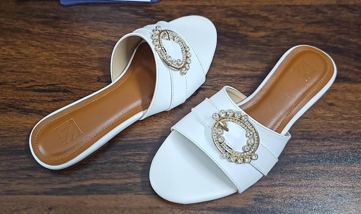Buckle Detail Flat Slides