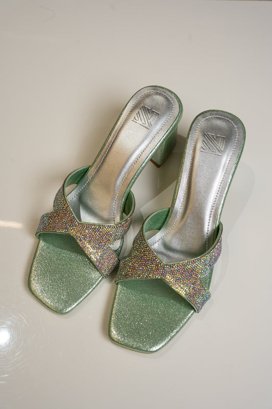 Glitter Cross Strap Heels
