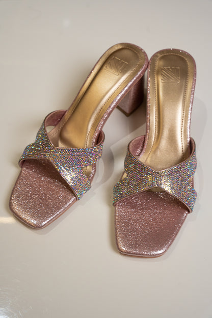 Glitter Cross Strap Heels