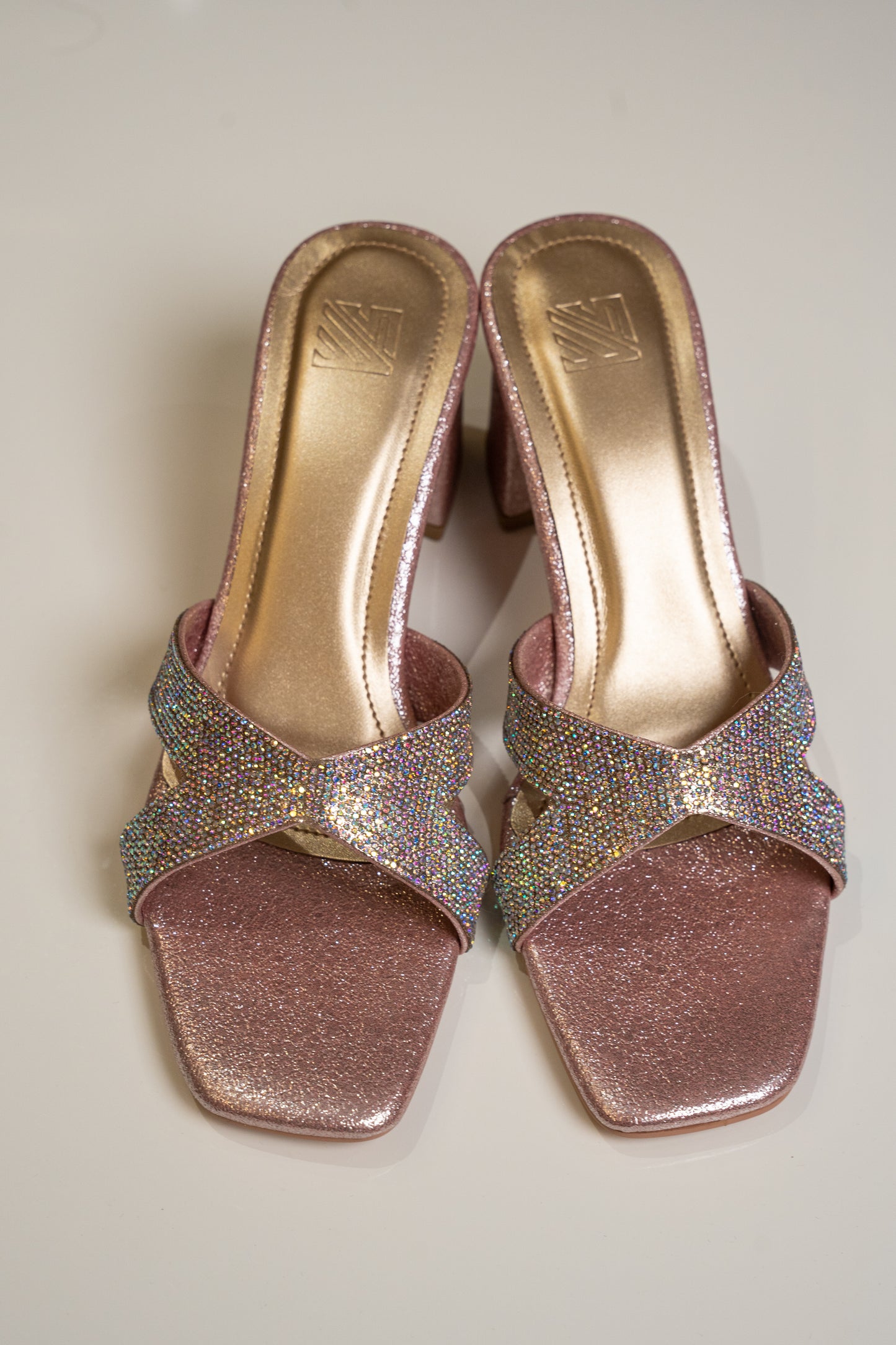 Glitter Cross Strap Heels