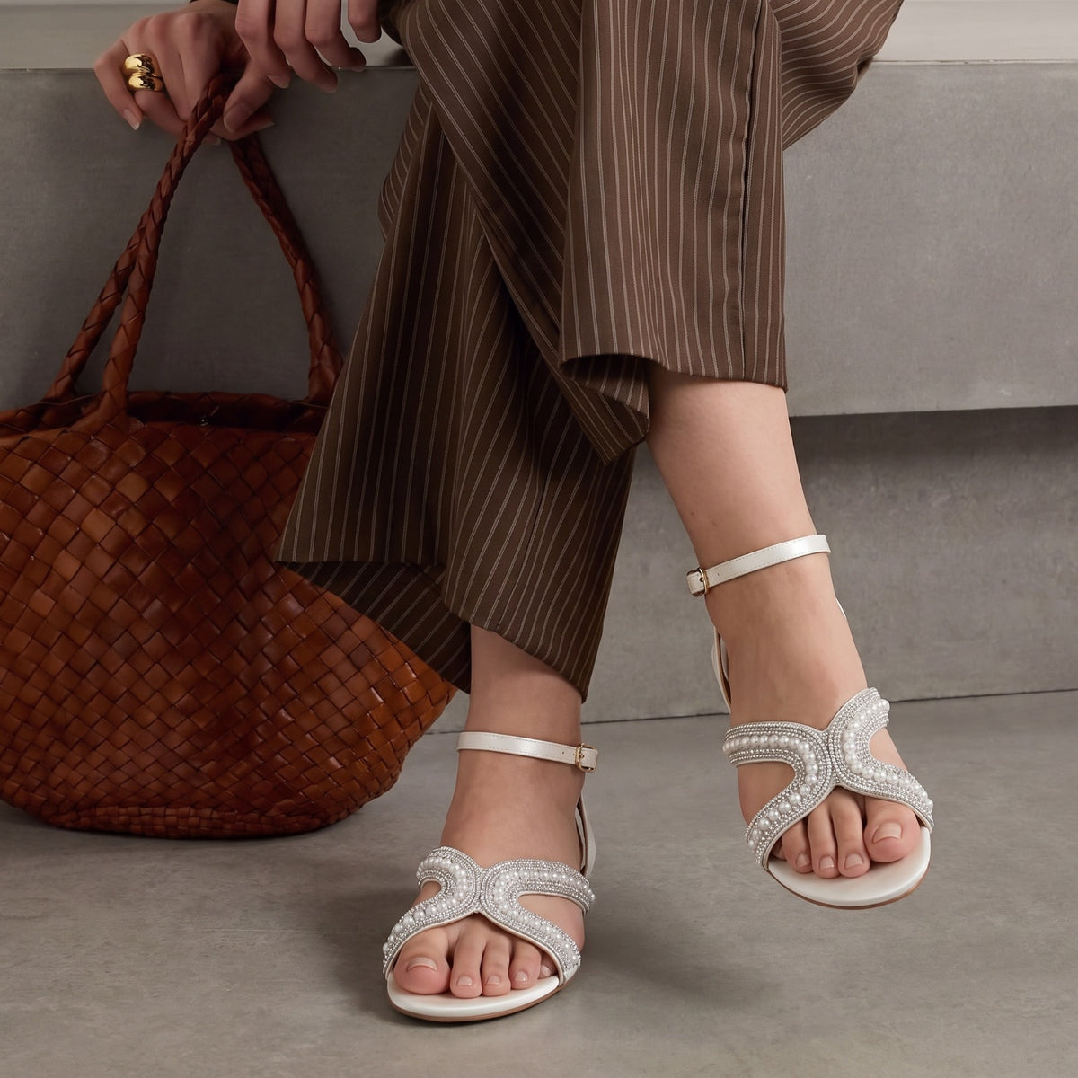 Embellished Cross Strap Heels