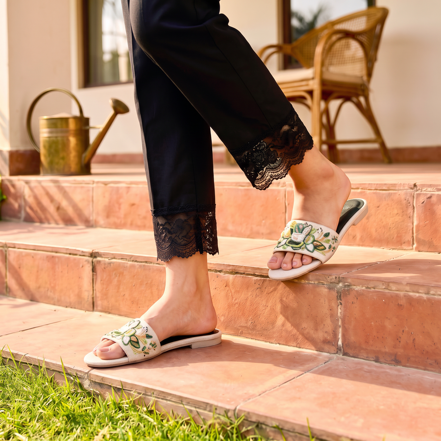 Floral Hand-Embroidered Flat Shoes