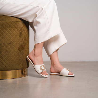 Buckle Detail Flat Slides