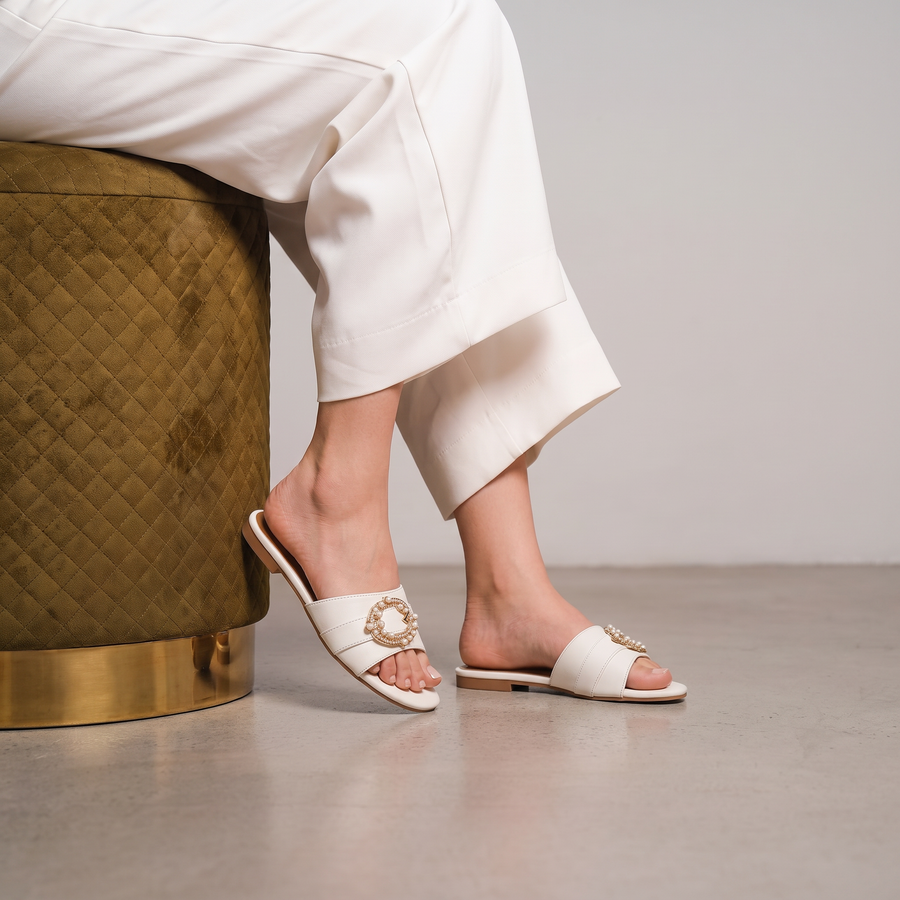Buckle Detail Flat Slides