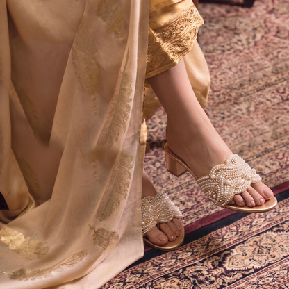 Pearl-Detail Block Heels