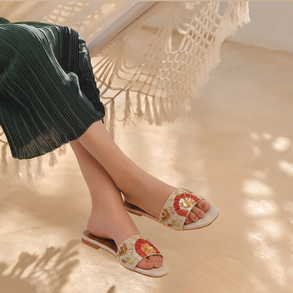 Floral Hand-Embroidered Flats